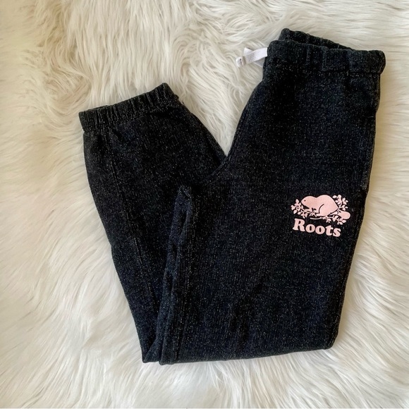 Roots Kids Original Roots Sweatpants - Black Pepper & Pink - Size 8 - Unisex - Picture 1 of 6